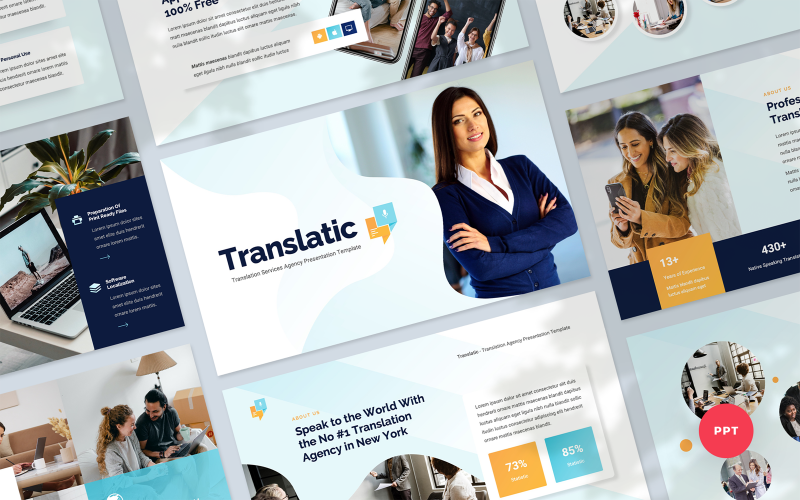 Translatic - 翻译机构演示PowerPoint模板