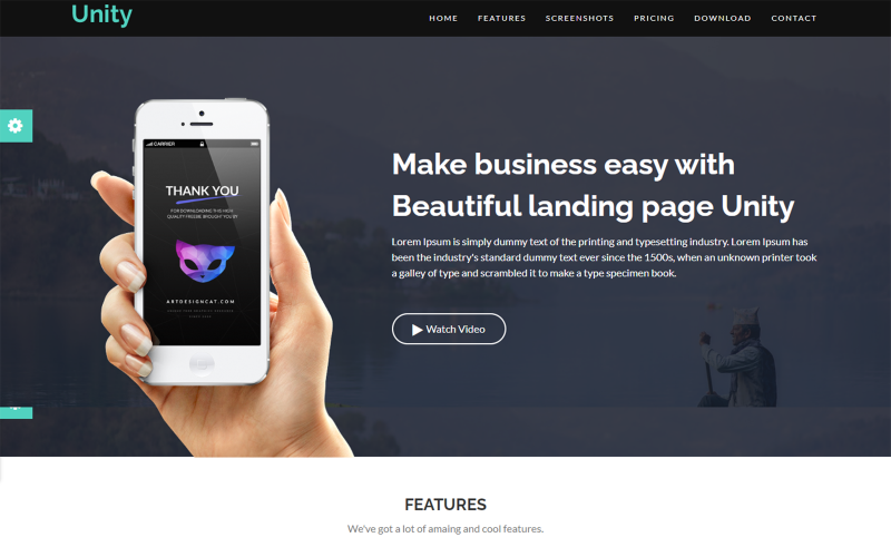 Unity Startup App Showcase IT Solution Software Szablon HTML5