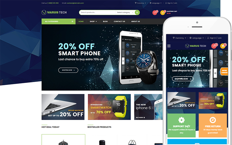 Varus Tech - Thème de magasin d'électronique Thème WooCommerce