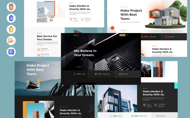 Archit - HTML-sjabloon voor bestemmingspagina's voor architectuur en interieur