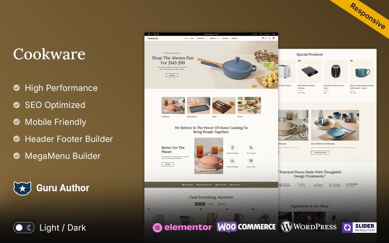 炊具 - 电器、厨房和陶器 WooCommerce Elementor 多用途响应主题