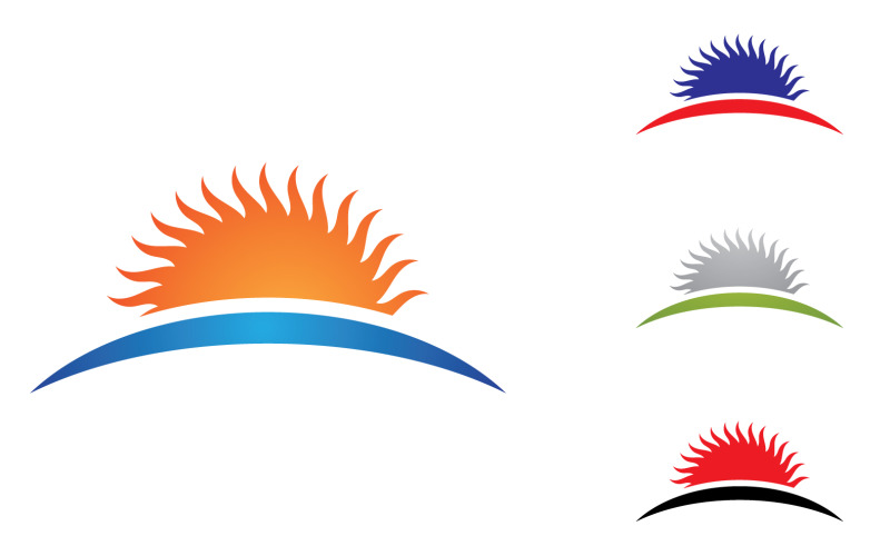 Logo del sole e vettore del paesaggio del simbolo v18