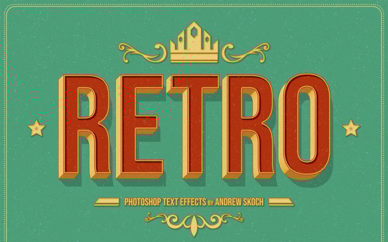 Efectos de texto retro - Plantillas de Photoshop