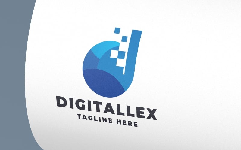 Digitallex 字母 D Pro 标志模板