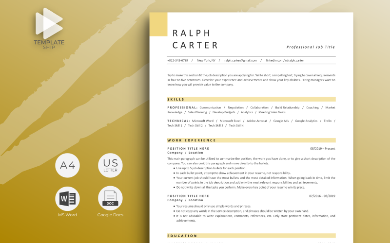 Modèle de CV professionnel Ralph Carter