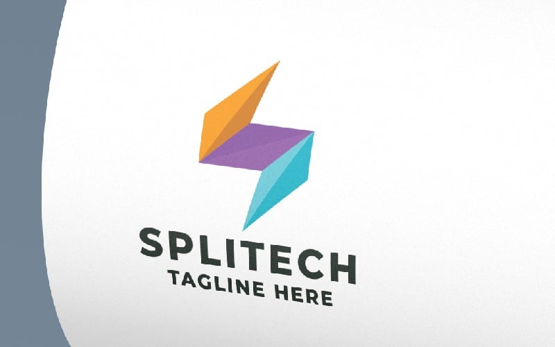Modèle de logo Split Tech Letter S Pro