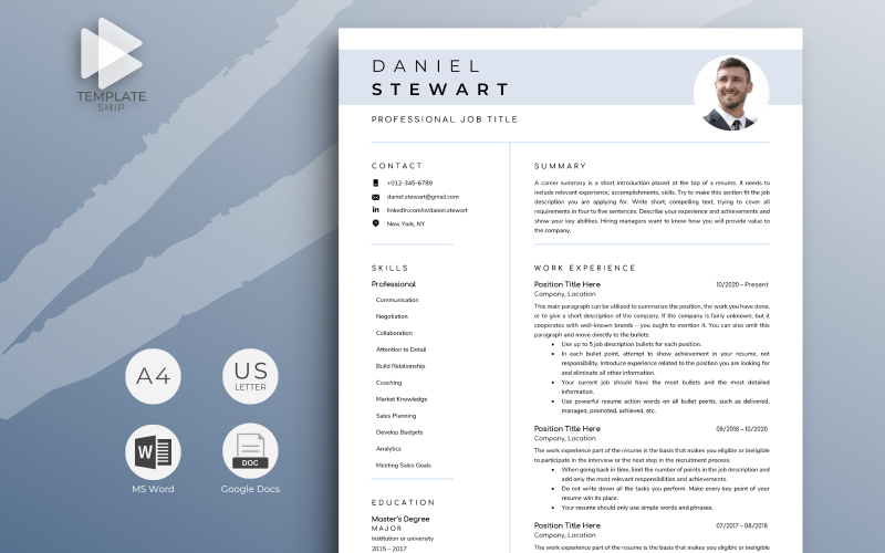 Nowoczesny szablon CV Daniel Stewart