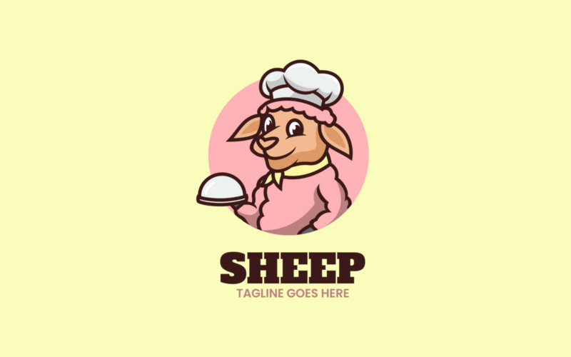 Ovce Chef Maskot Kreslené Logo