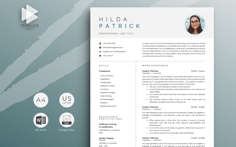 Plantilla de currículum moderno Hilda Patrick