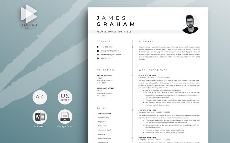 Plantilla de currículum moderno James Graham