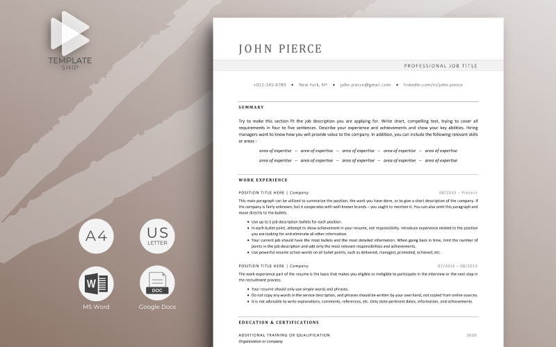 Professionell CV-mall John Pierce