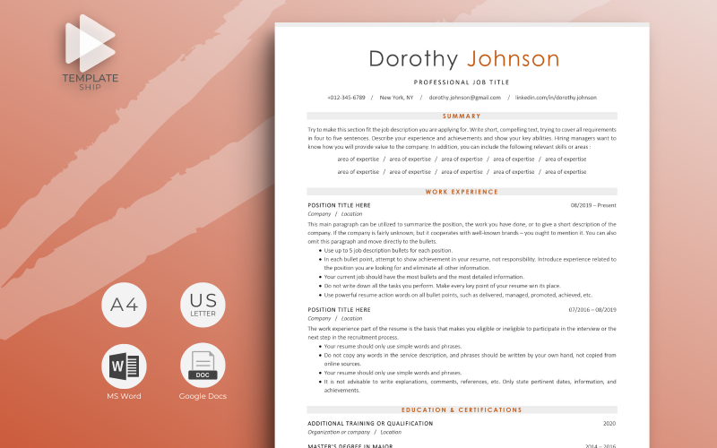Professionelle Lebenslaufvorlage Dorothy Johnson
