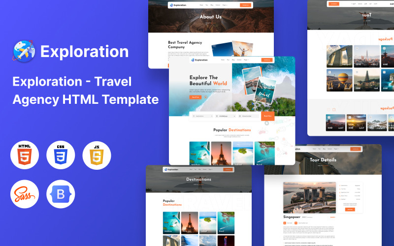 Exploration - HTML-mall för resebyrå