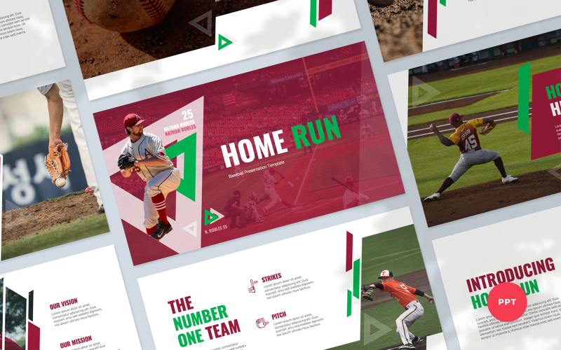 Home Run - Baseball Prezentacja Szablon PowerPoint