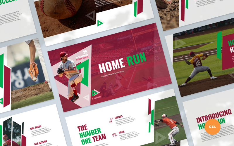 Home Run - Plantilla de diapositivas de Google para presentación de béisbol
