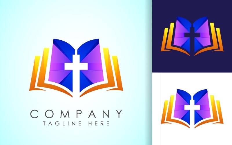 Logo coloré d'église, la croix de Jesus3