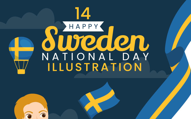 14 Швеція Національний день Векторні ілюстрації