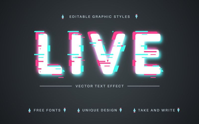 Live Glitch - Efecto de texto editable, estilo de fuente