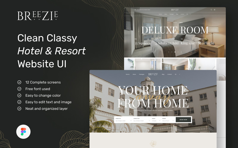 Breezie - Sitio web de Hotel & Resort limpio y elegante