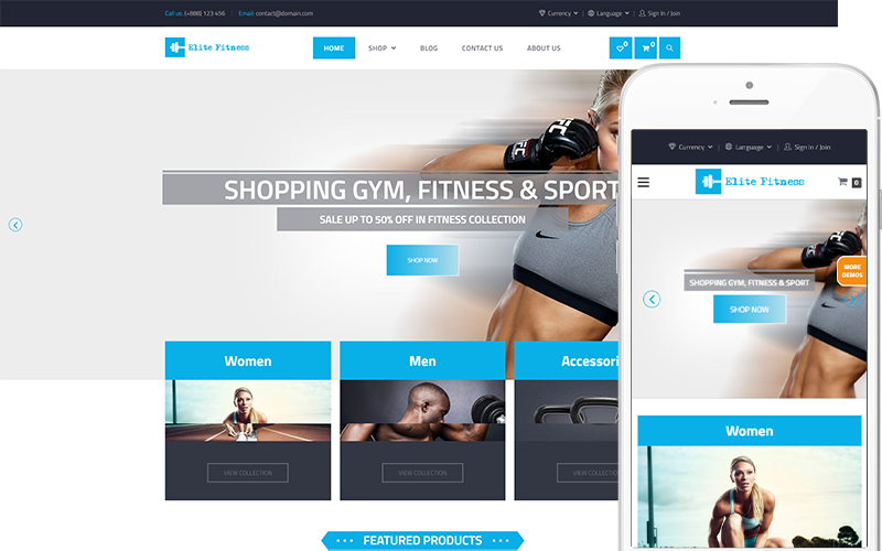Elite Fitness - тема фитнес-оборудования WooCommerce Theme