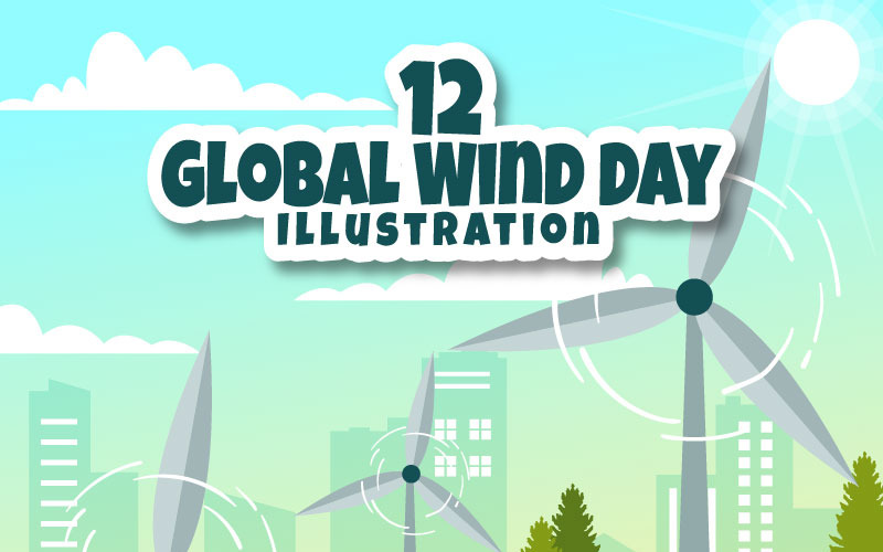 12 Global Wind Day Vector Illustration