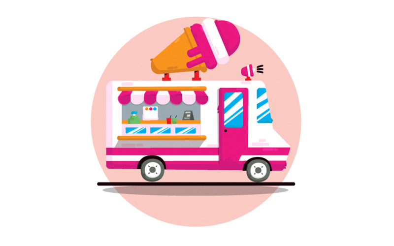 Ice Cream Truck rajzfilm illusztráció