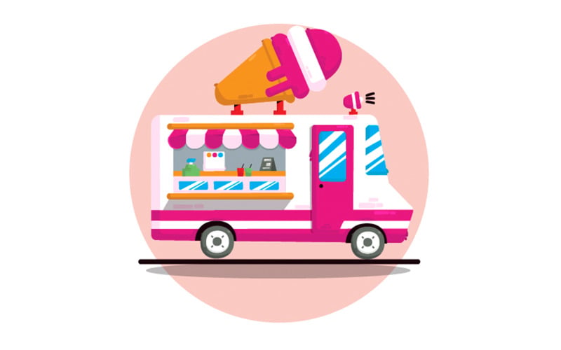Ilustración de dibujos animados de camión de helados