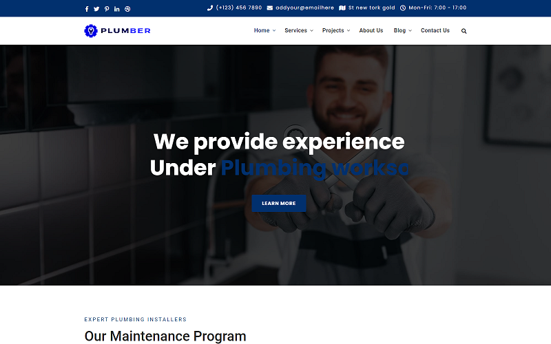 Loodgieter en reparatieservices Onderhoud HTML-sjabloon