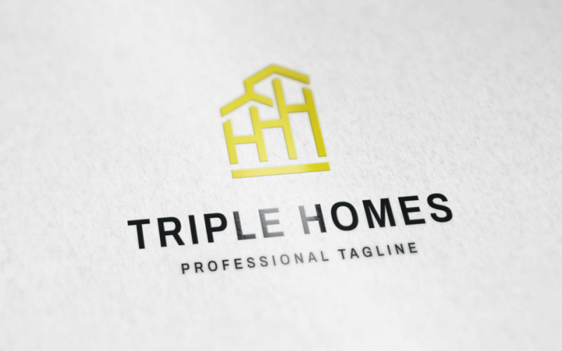 Triple Homes Logo 房屋标志 Triple Houses Logo or Real Estate Logo