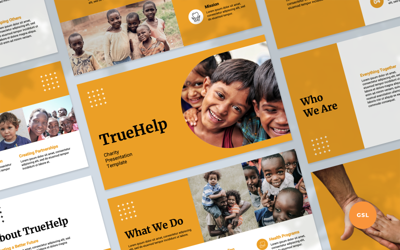 TrueHelp - Välgörenhetspresentation mall för Google Slides