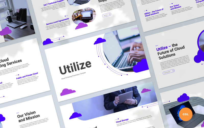 Verwenden - Cloud-Computing-Präsentation Google Slides-Vorlage