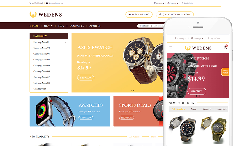 Wedens - Watch Theme Тема WooCommerce