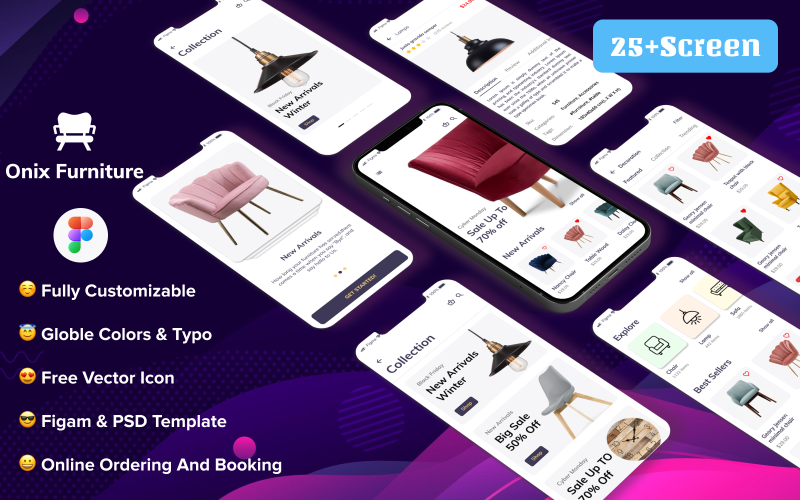 Onix - Kit mobile de l'interface utilisateur de l'application de magasin de meubles et de décoration intérieure