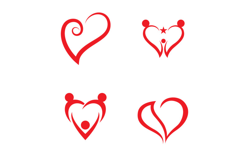 Amour coeur rouge symbole logo ou icône modèle v17