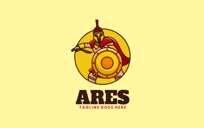 Ares einfacher Maskottchen-Logo-Stil