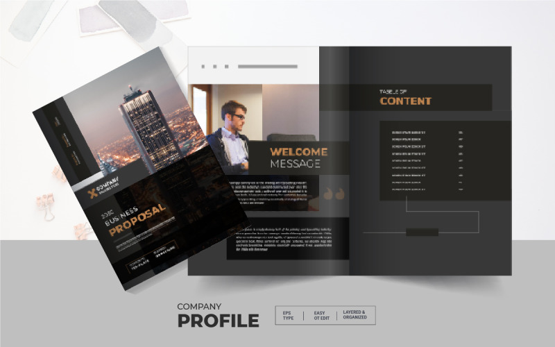 Modèle de brochure commerciale polyvalente de profil d'entreprise