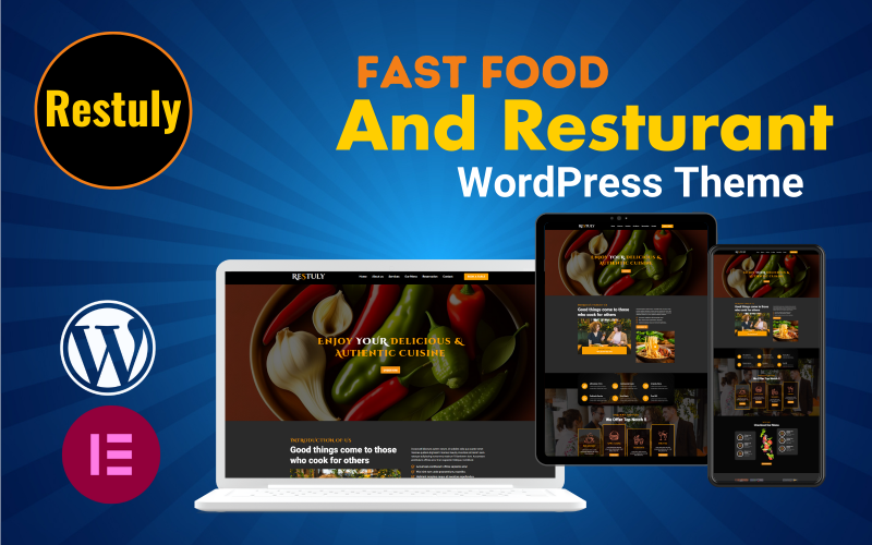 Restuly Fast Food és Resturant Teljesen érzékeny Wordpress téma