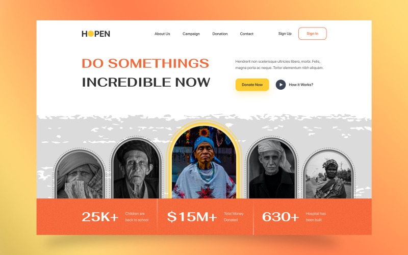 Sekce hrdinů charitativního webu