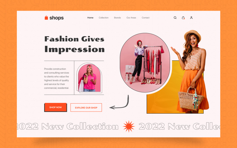 Sezione Hero del sito web di moda 03