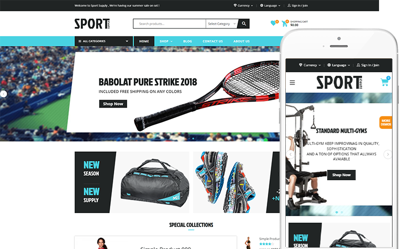 Sport - Thème pour le thème WooCommerce du magasin de sport