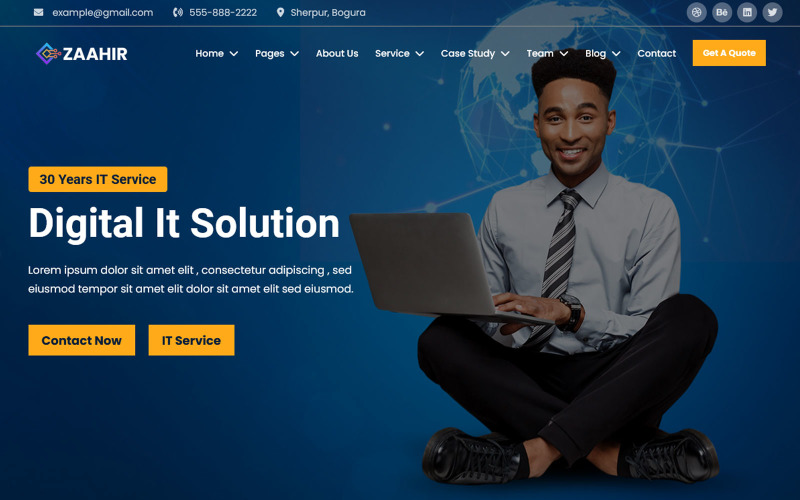Zaahir — szablon witryny internetowej usługi biznesowej w zakresie rozwiązań IT i technologii