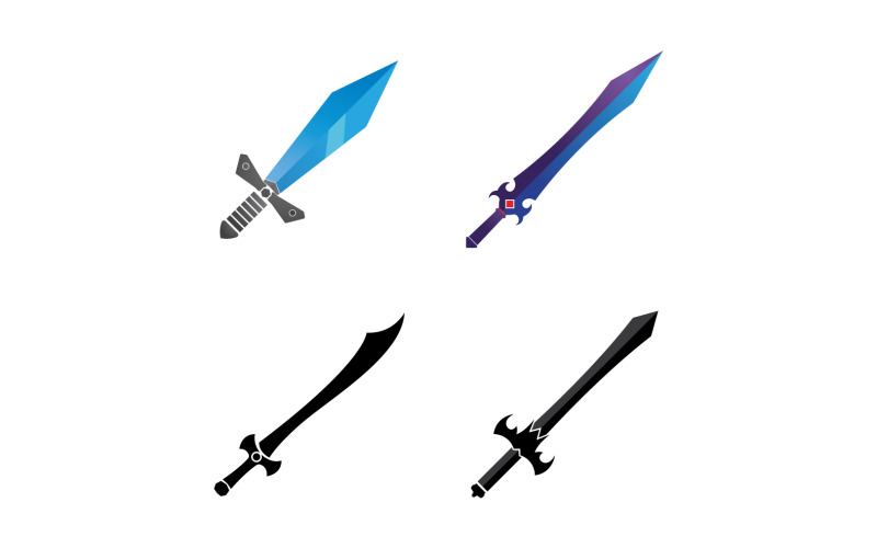 Elemento de design de logotipo de vetor trisula de espada e tridente mágico v13