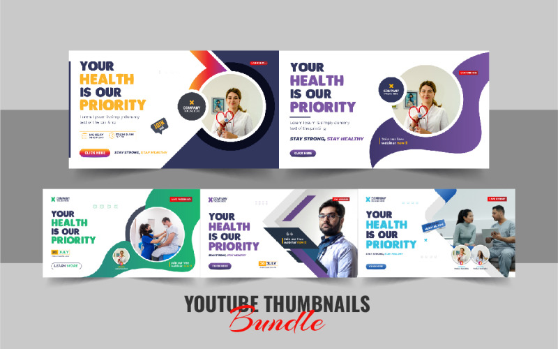 YouTube-Thumbnail-Design-Vorlagenpaket für Medizin und Krankenhaus