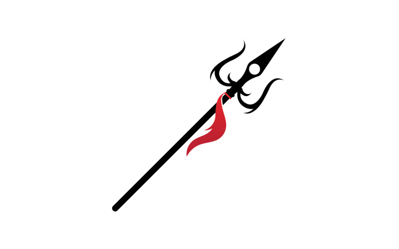 Zwaard en Magische drietand trisula vector logo ontwerpelement v4