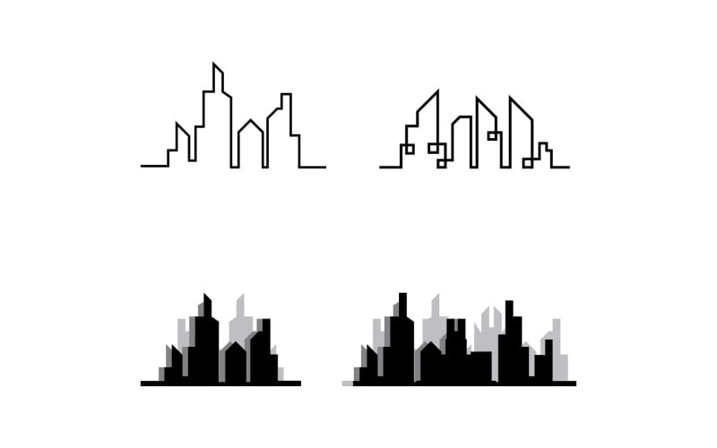 Modern city line building design logo or element vector v2