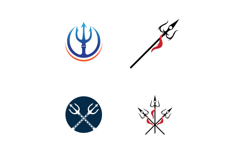 Sword and Magic trident trisula vektorlogotypdesignelement v17