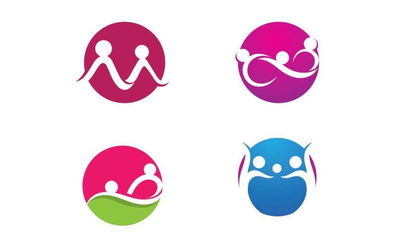 Vettore del logo del gruppo comunitario e della cura della famiglia o dell'adozione v5