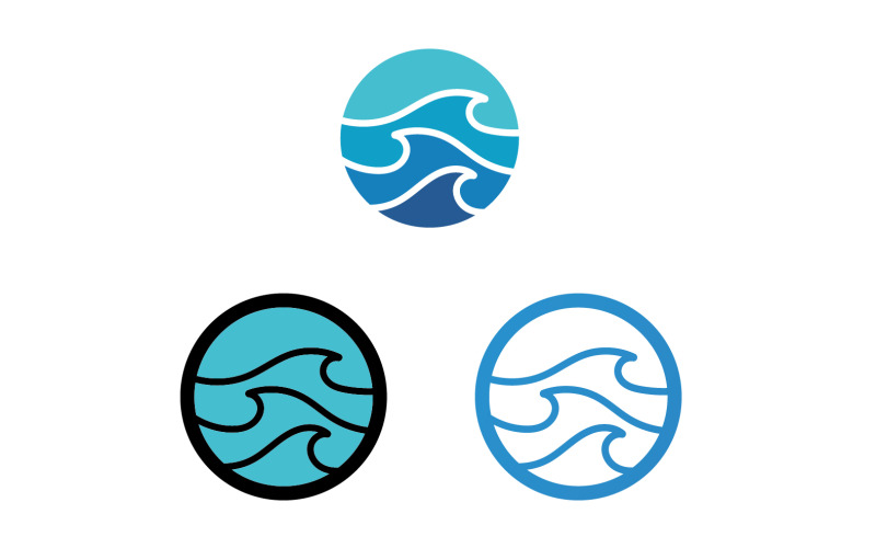 Vague eau plage bleu logo et symbole vecteur v26
