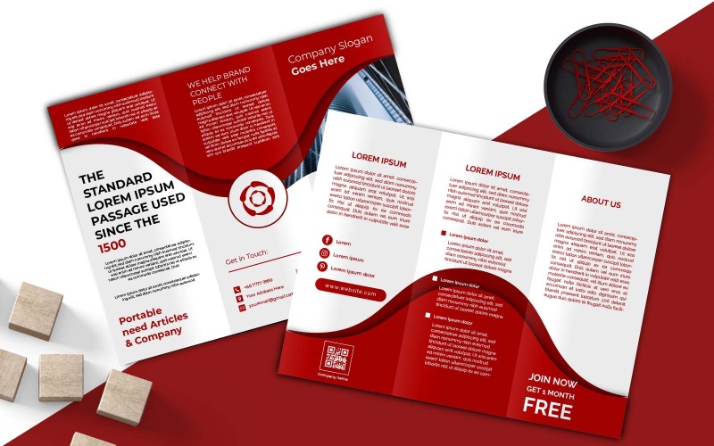 Conception de brochures à trois volets pour entreprise professionnelle - Identité d'entreprise