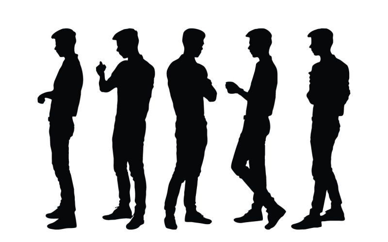 Mannelijk model acteur silhouet set vector